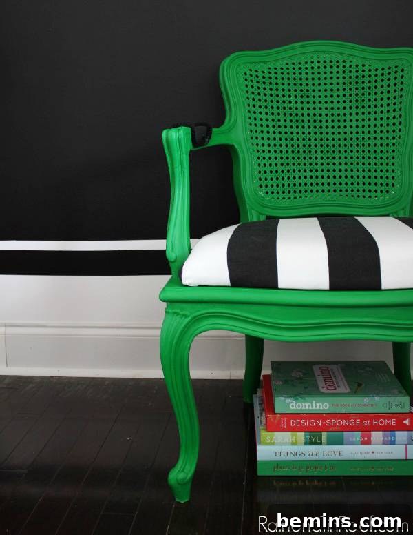 Spruce Up Your Space: 10 Fresh Green Decor Ideas 8 Green Refinished Chair: Upcycled Furniture Idea