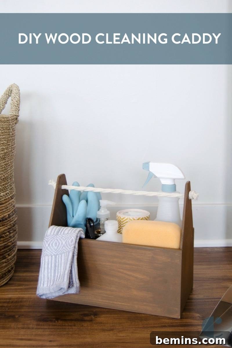 DIY Cleaning Caddy to Conquer Household Chores 12 DIY Wood Cleaning Caddy: Learn how to build your own carrier for household cleaning supplies.