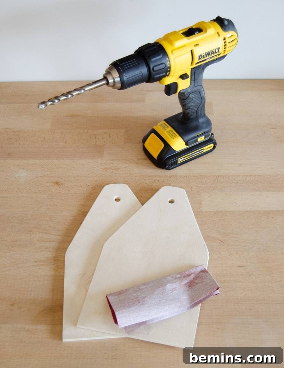DIY Cleaning Caddy to Conquer Household Chores 6 Make your own wood cleaning caddy: Drill holes for handle