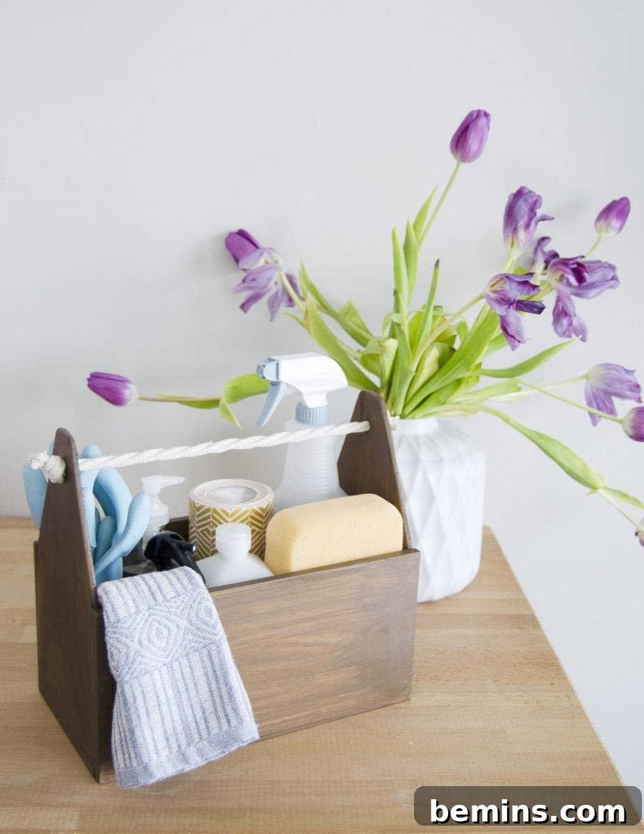 DIY Cleaning Caddy to Conquer Household Chores 9 Keep all your household cleaning supplies in one convenient location. Make this cleaning caddy!