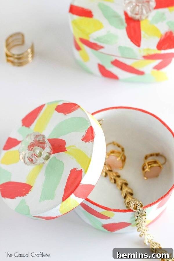 20 DIY Bins, Boxes, and Baskets for Ultimate Home Organization 12 Colorful Painted DIY Mini Trinket Boxes