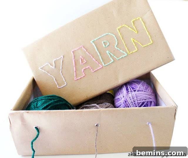 20 DIY Bins, Boxes, and Baskets for Ultimate Home Organization 17 DIY Yarn Box for Knitting Project Organization