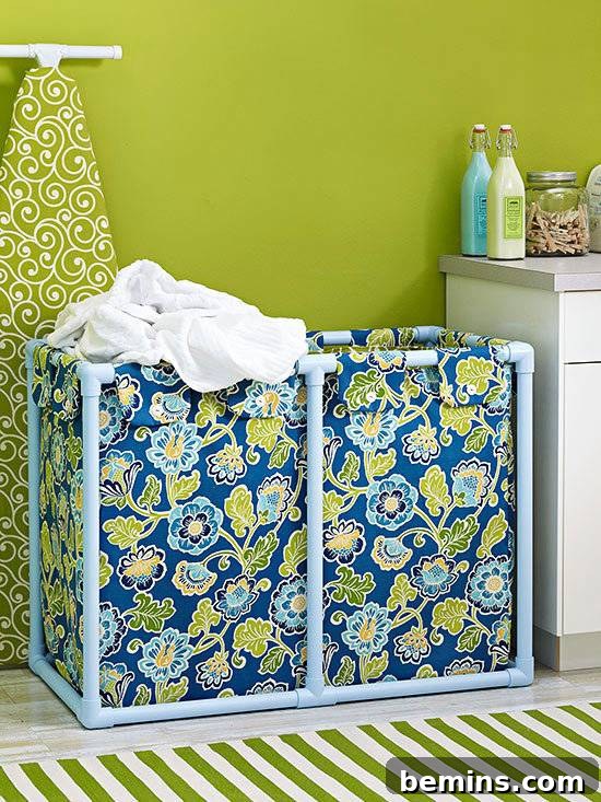 20 DIY Bins, Boxes, and Baskets for Ultimate Home Organization 18 PVC Pipe Laundry Hamper and Organizer DIY
