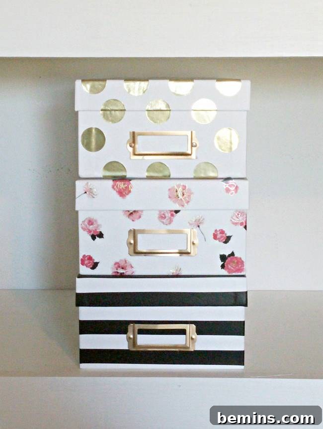 20 DIY Bins, Boxes, and Baskets for Ultimate Home Organization 19 Kate Spade Inspired DIY Storage Boxes
