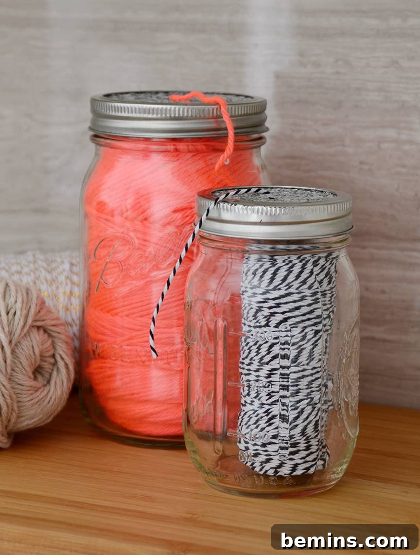 DIY Mason Jar String Organizer