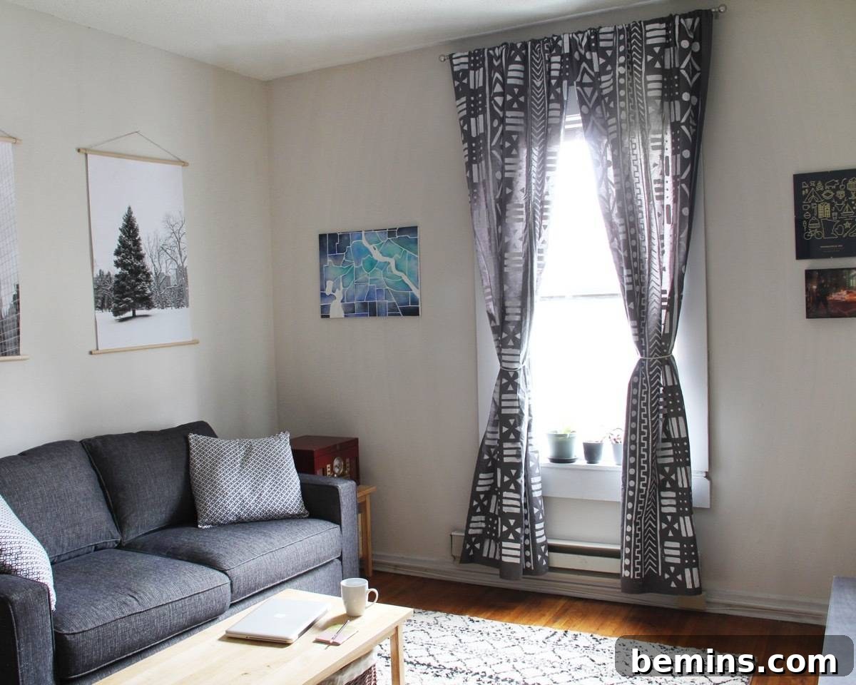 Apartment Bliss: DIY Upgrades Your Landlord Will Love 7 Landlord-friendly apartment upgrades: Hide ugly white shades with unique, bold curtains