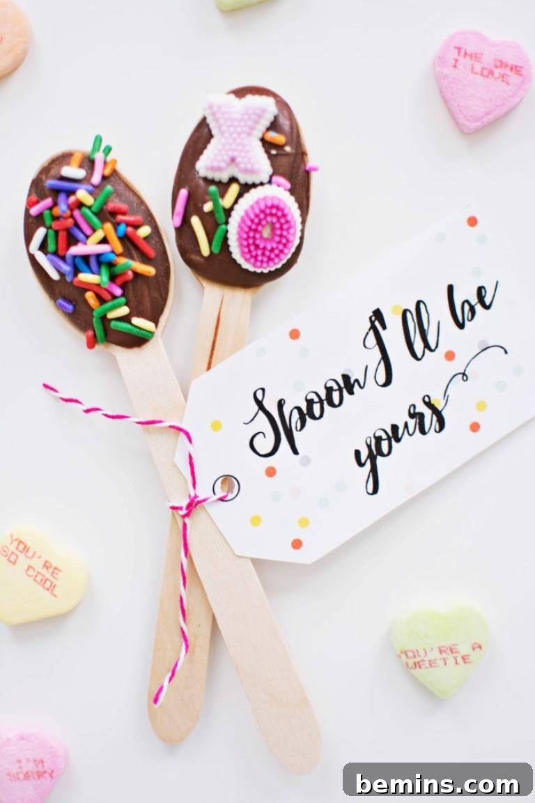 Valentine's Day Printable for Chocolate-Dipped Spoons