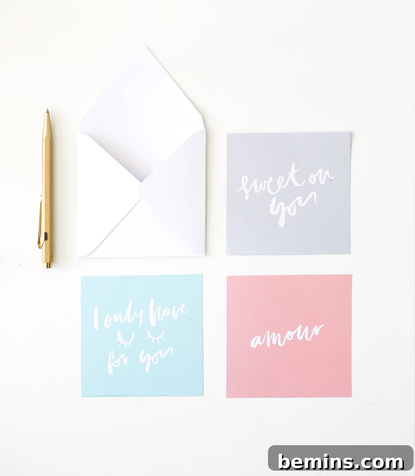 Pastel Hand-Lettered Valentine's Day Notes
