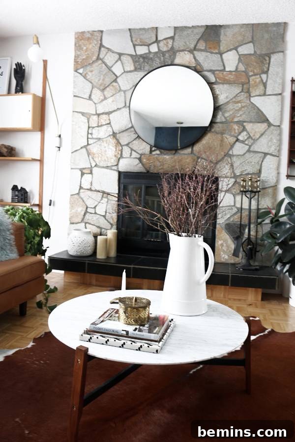 A well-decorated living space using Scandinavian design for a serene atmosphere.
