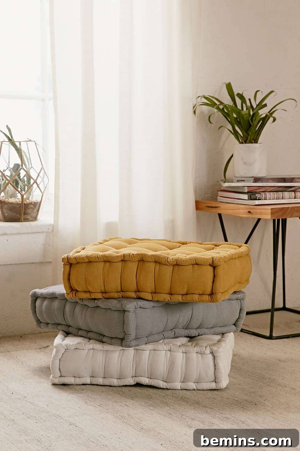 Irresistibly Cozy: 20 Scandinavian Pillows and Throws to Transform Your Home 20 Tufted Corduroy Floor Pillow