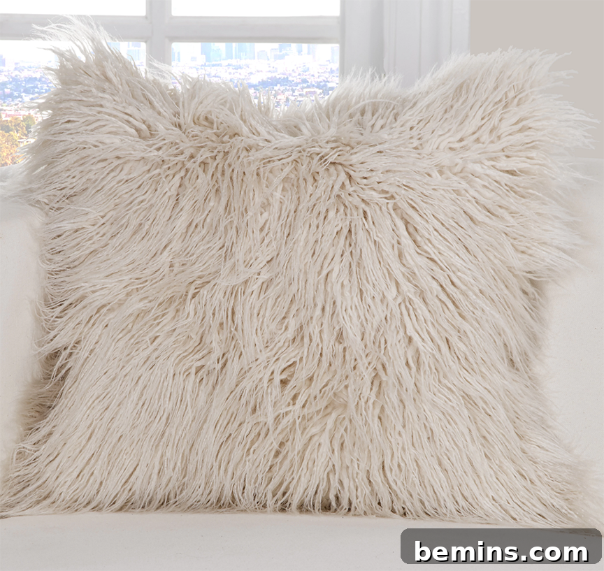 Irresistibly Cozy: 20 Scandinavian Pillows and Throws to Transform Your Home 8 Faux Llama Fur Pillow
