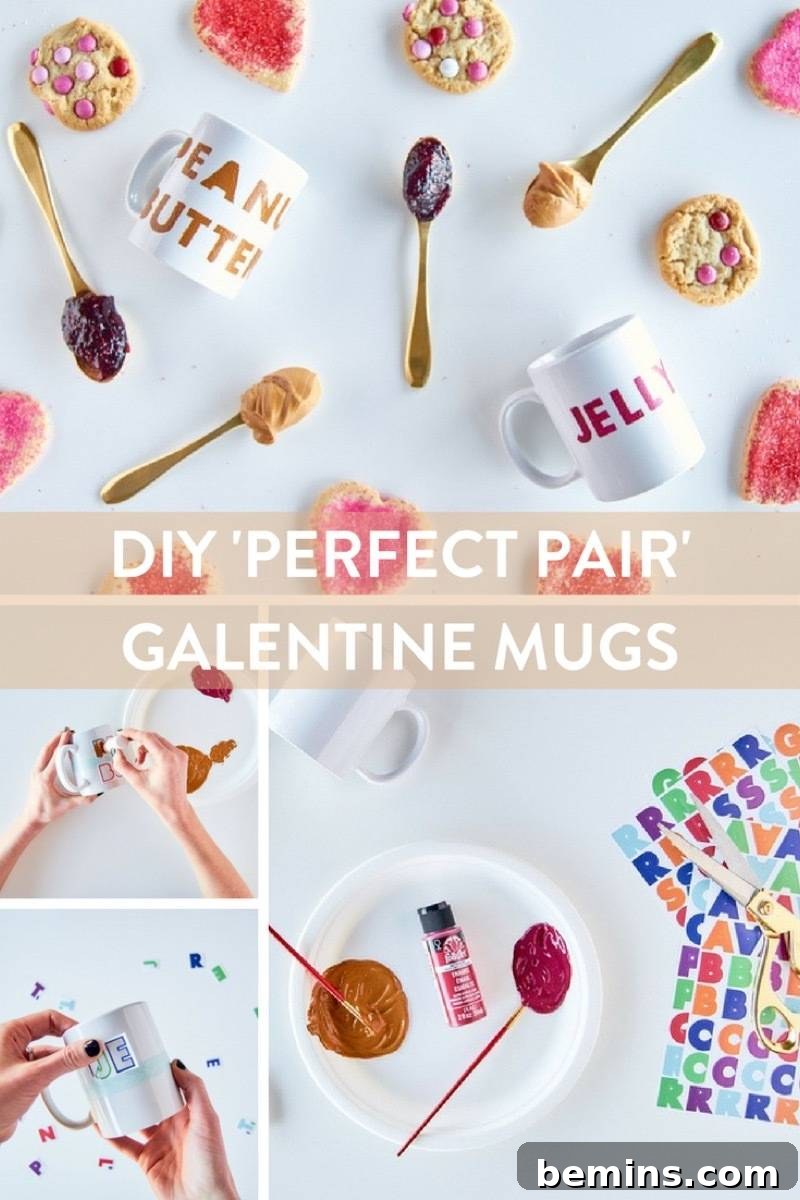 DIY Peanut Butter + Jelly Best Friend Mugs for Galentine's Day
