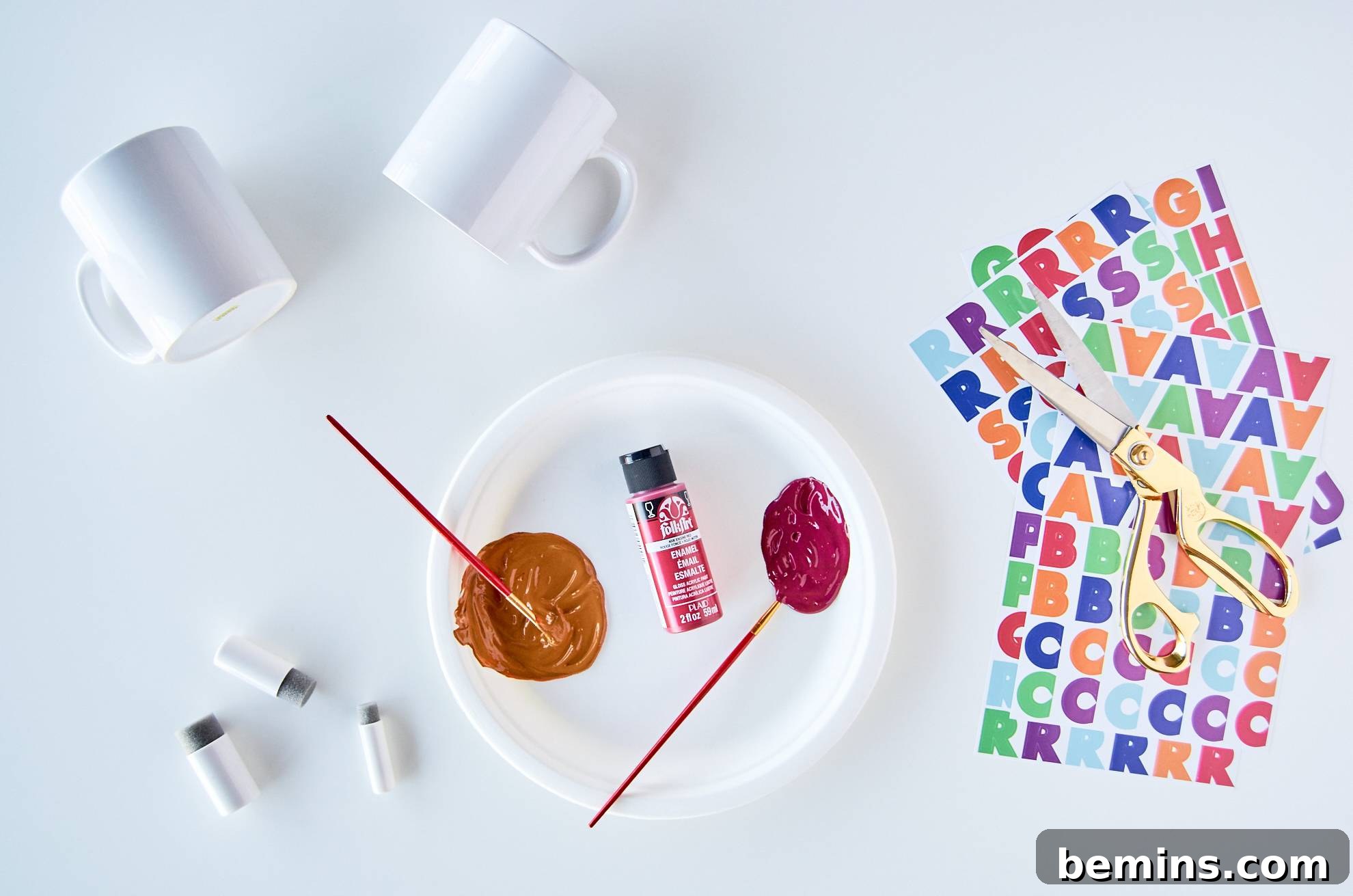 DIY stenciled mugs for Valentine's day present.