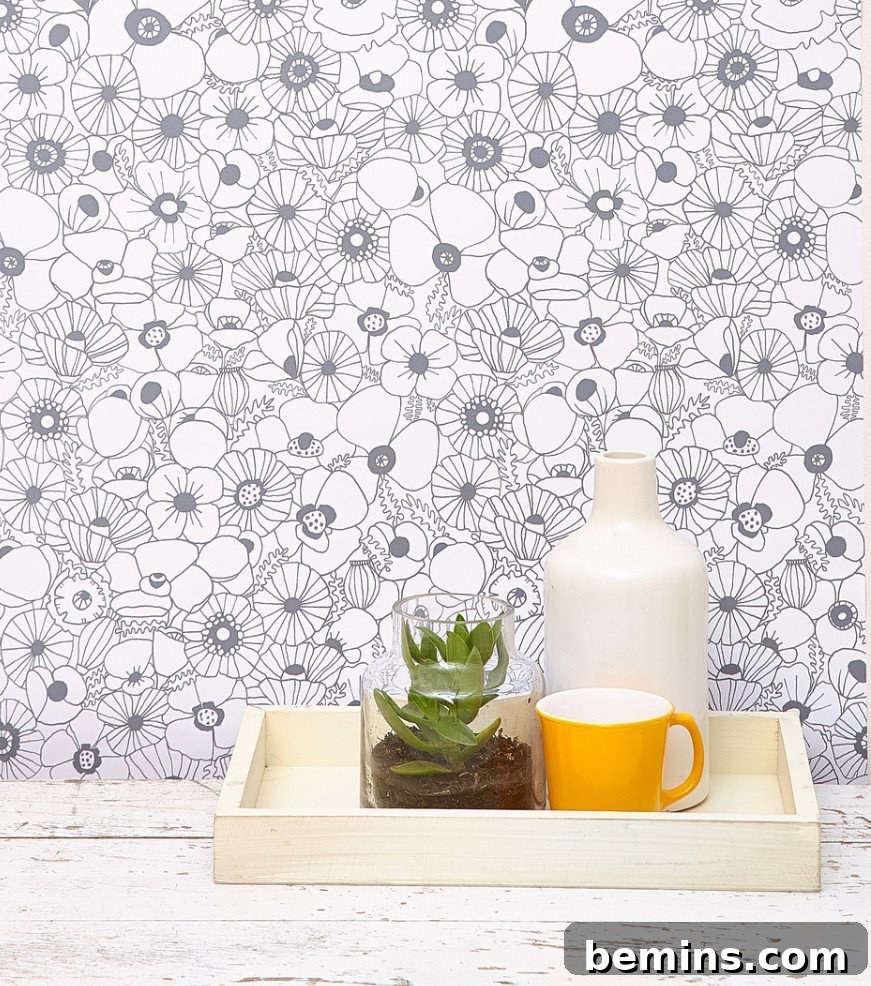Rental Wallpaper Hacks: Get the Look Damage Free 2 Vibrant poppy temporary wallpaper for a rental kitchen or bedroom