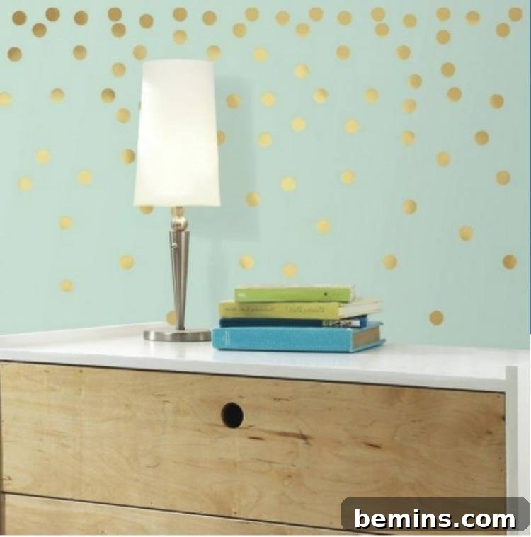 Rental Wallpaper Hacks: Get the Look Damage Free 6 Gold confetti wall decals for temporary kid's room or office decor