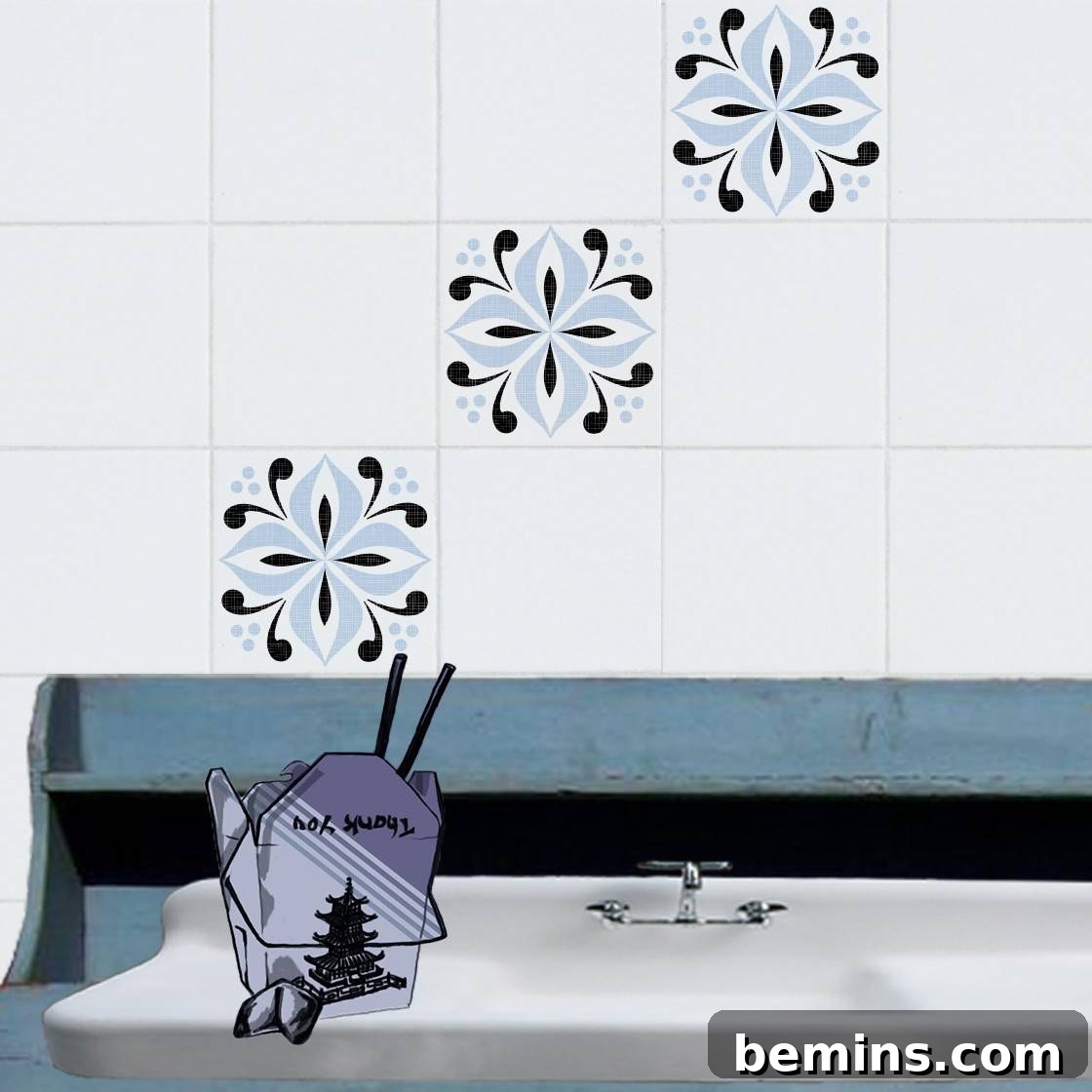 Rental Wallpaper Hacks: Get the Look Damage Free 8 Tile tattoos for bathroom or kitchen backsplash in a rental