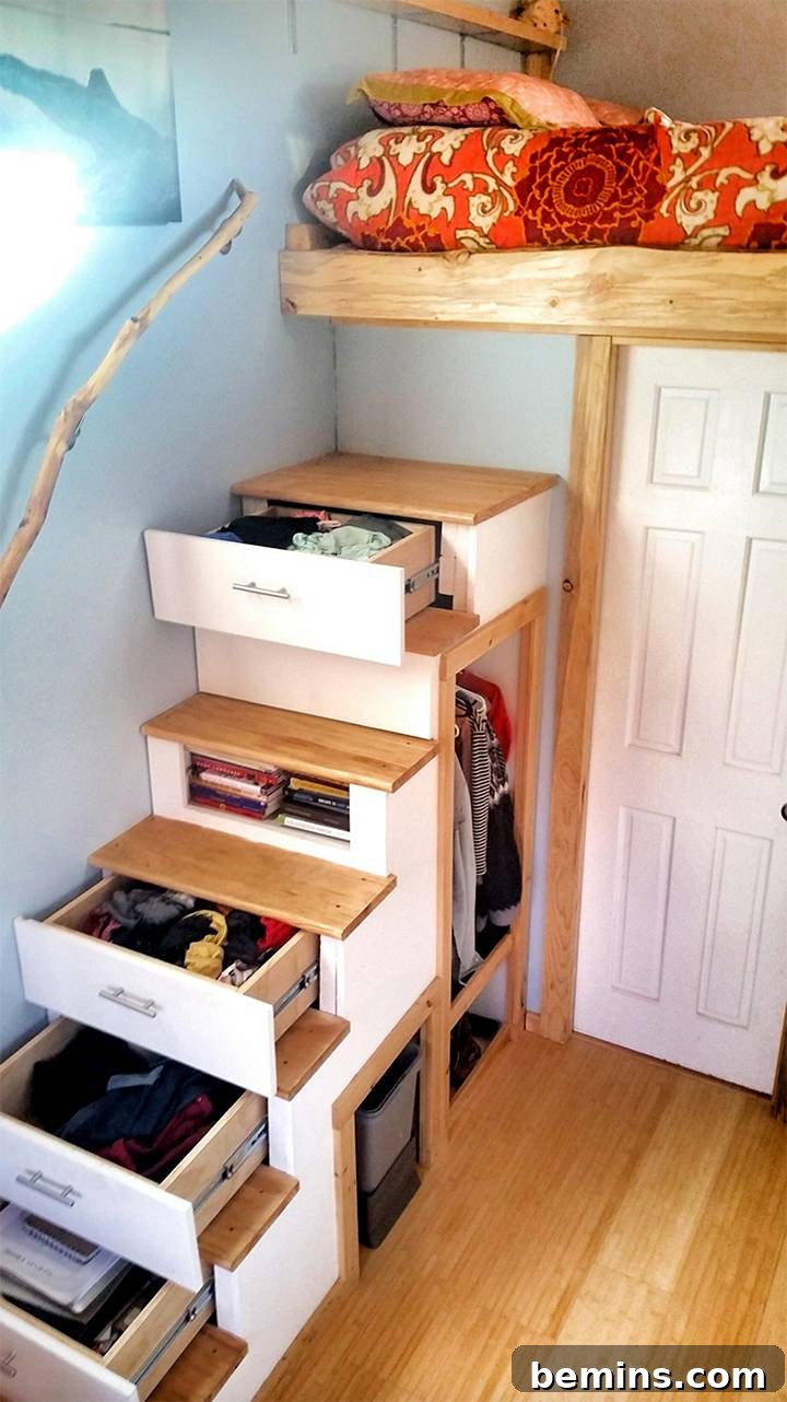 Stair Storage with Integrated Drawers