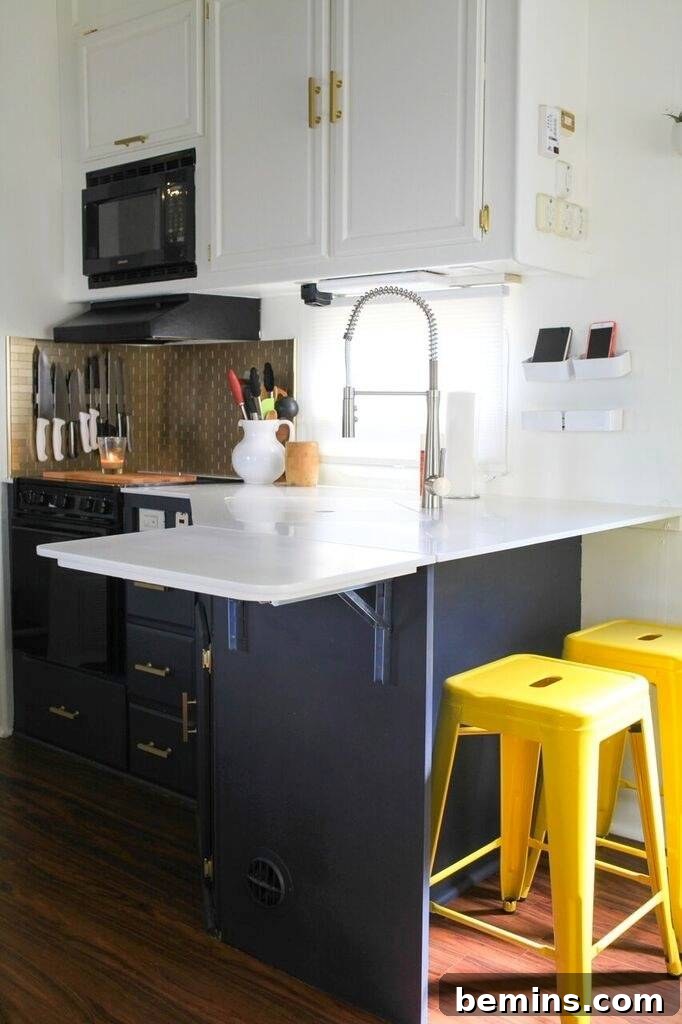Flexible Work Surfaces in Tiny House Kitchen