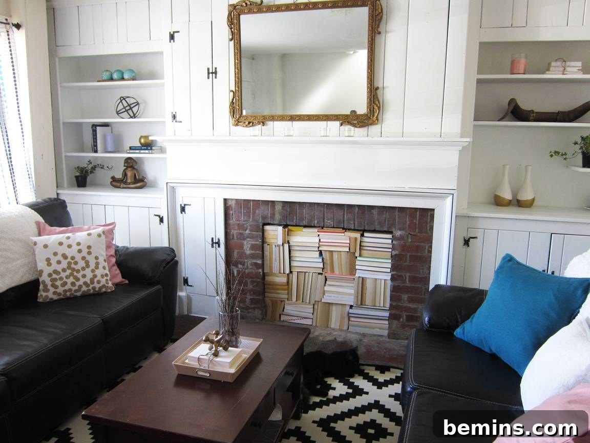 Rental living room with quirky and unique decor
