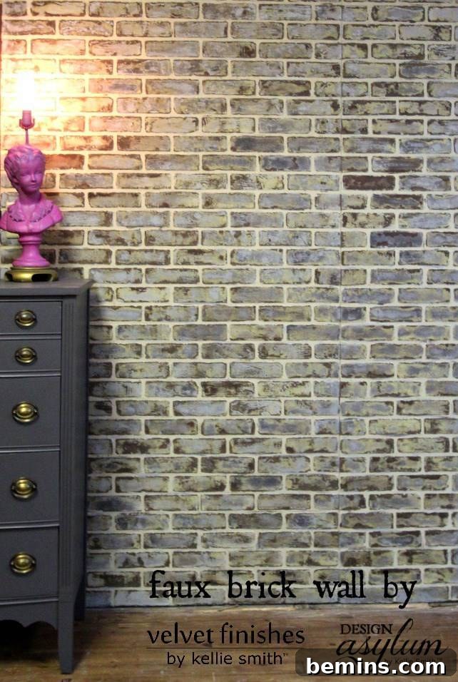 A faux brick wall adds an industrial and rustic touch to a room.