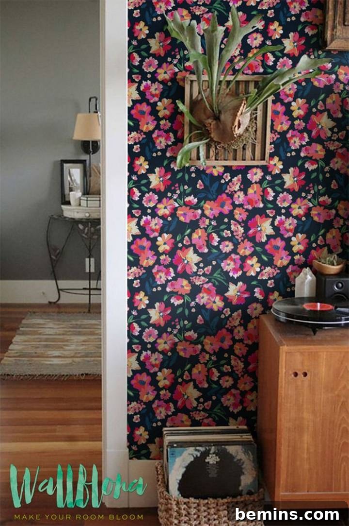 Temporary wallpaper allows you to experiment with bold patterns and colors without the commitment.