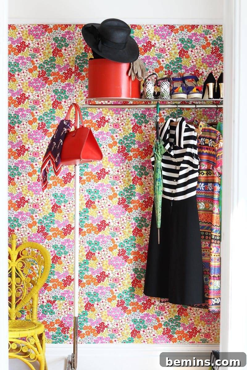 Fabric wall covering provides warmth and texture to a room.