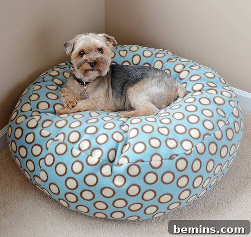 Cozy fleece dog bed in a living room setting