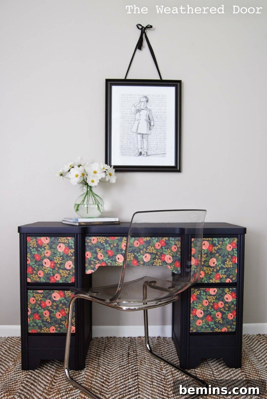 Floral Gift Wrap Desk DIY