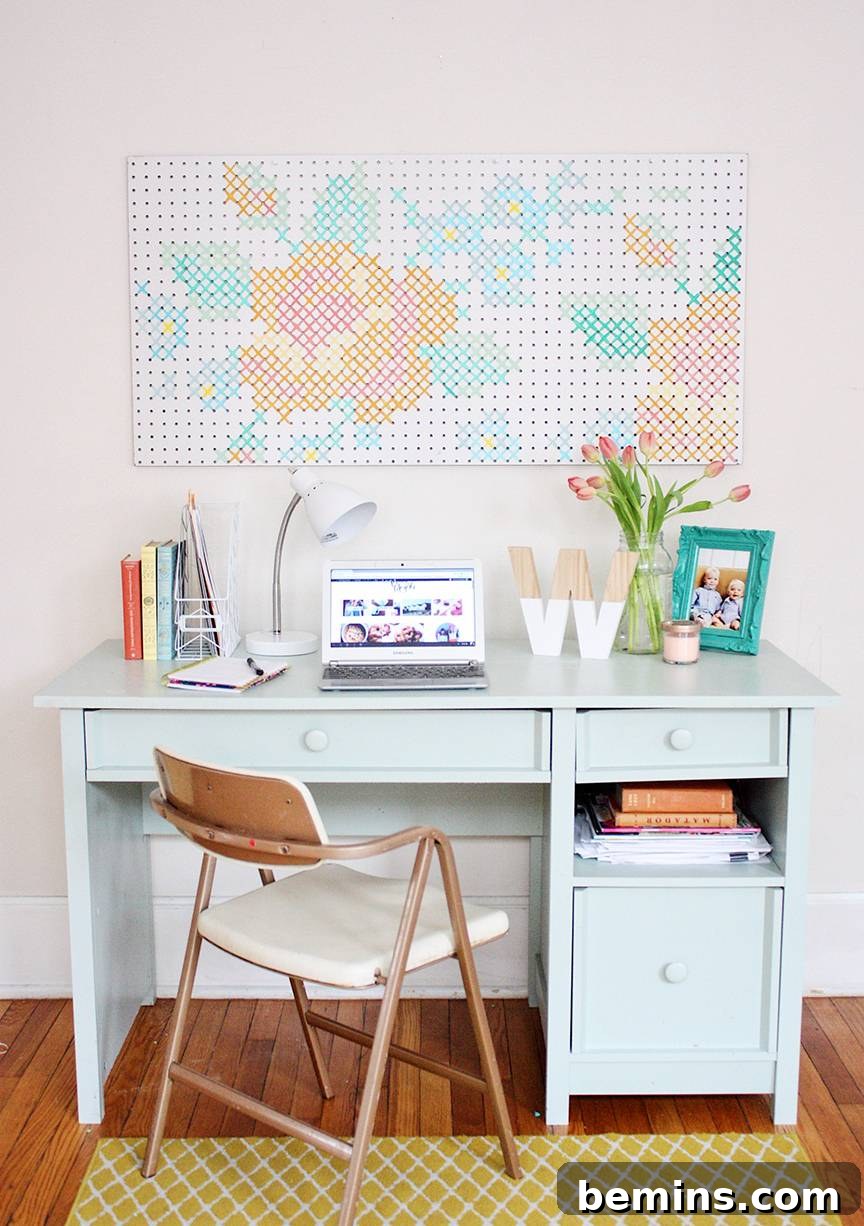 Painted Cross-Stitch Floral Wall Art DIY