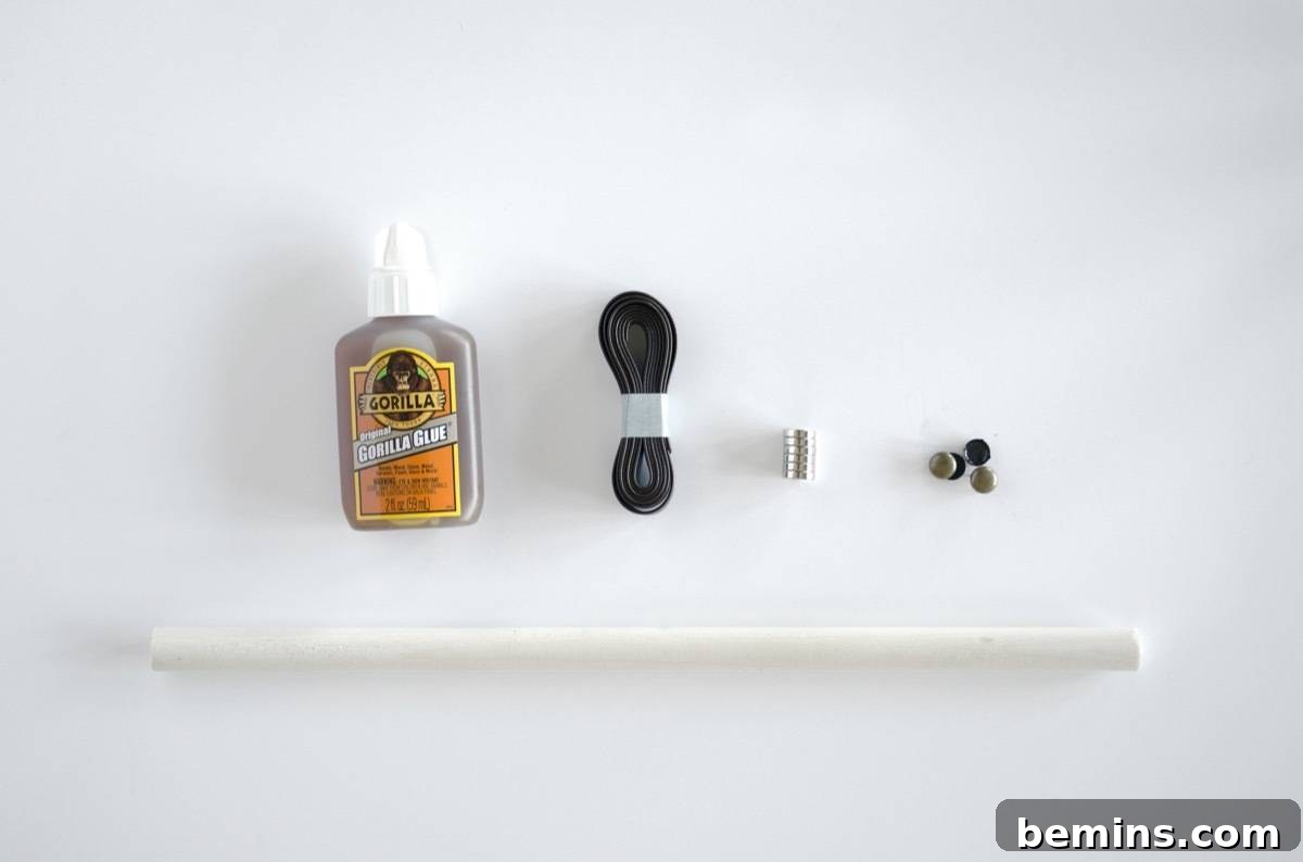 Materials needed to make a hanging towel bar