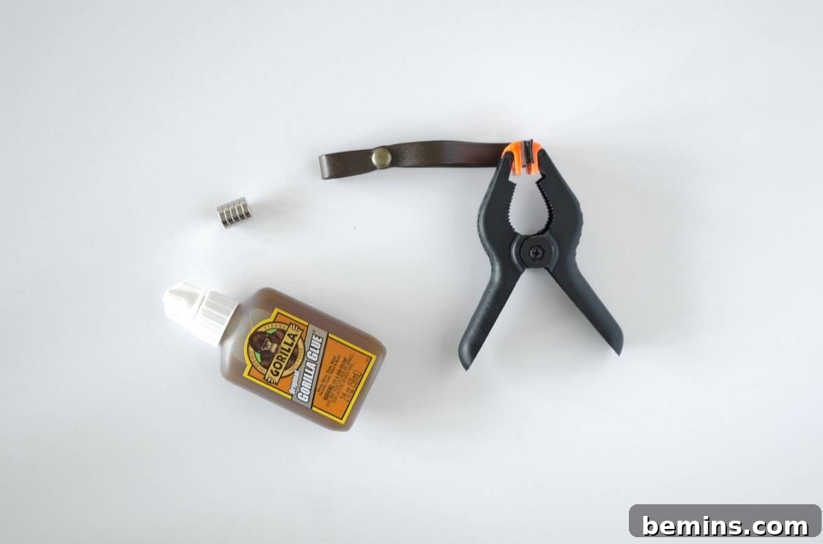 Straps, glue, and magnets.