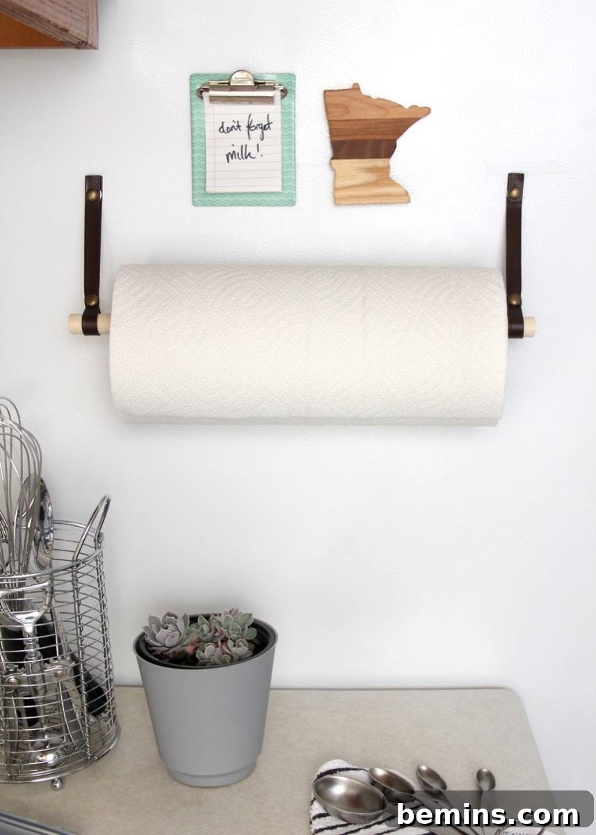 Make this simple magnetic paper towel holder to save on kitchen counter space