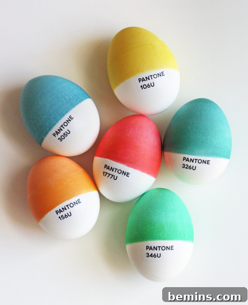 50 Creative Easter Egg Decorating Ideas 13 Pantone color swatch eggs