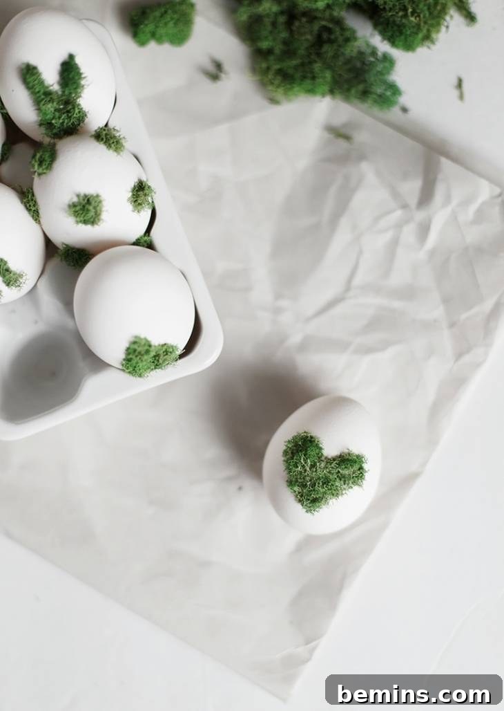 50 Creative Easter Egg Decorating Ideas 22 Moss Design Easter Eggs