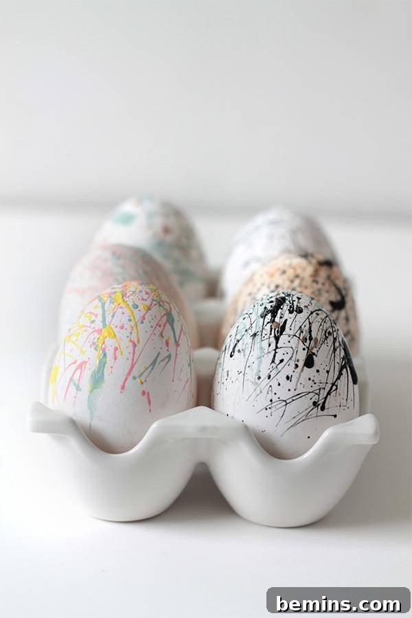 50 Creative Easter Egg Decorating Ideas 23 Paint Splatter Easter Eggs