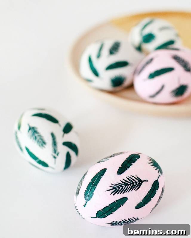 50 Creative Easter Egg Decorating Ideas 33 Tropical Leaf Easter Eggs