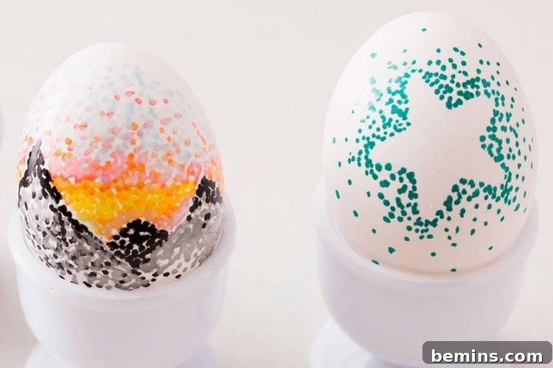 50 Creative Easter Egg Decorating Ideas 34 Pointillism Easter Eggs