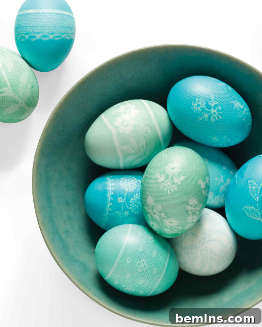 50 Creative Easter Egg Decorating Ideas 35 Lace-Dipped Easter Eggs