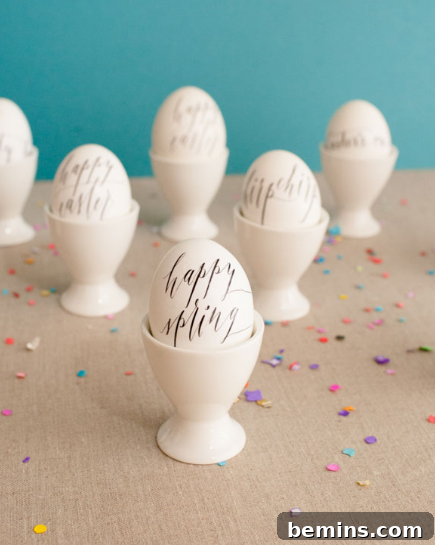 50 Creative Easter Egg Decorating Ideas 37 Calligraphied Easter Eggs