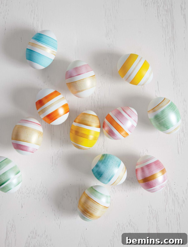 50 Creative Easter Egg Decorating Ideas 39 Striped Easter Eggs