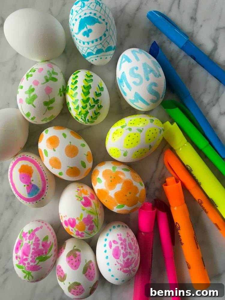 50 Creative Easter Egg Decorating Ideas 47 Highlighter Pen Easter Eggs