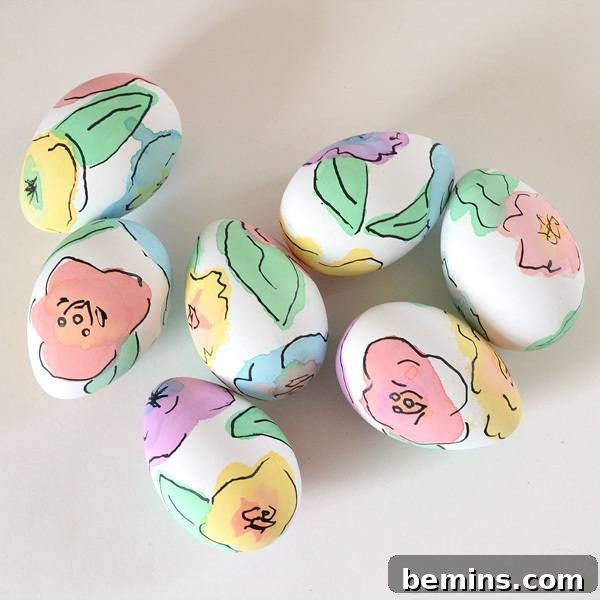 50 Creative Easter Egg Decorating Ideas 6 Floral watercolor eggs