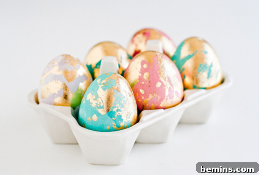 50 Creative Easter Egg Decorating Ideas 7 Gold leaf eggs