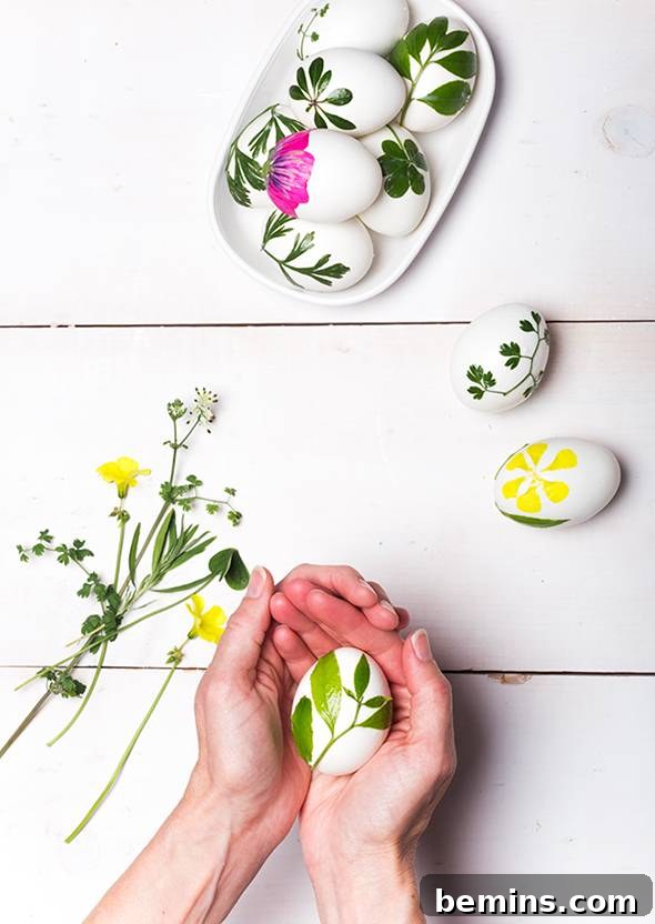 50 Creative Easter Egg Decorating Ideas 10 Modge podged foliage on easter eggs