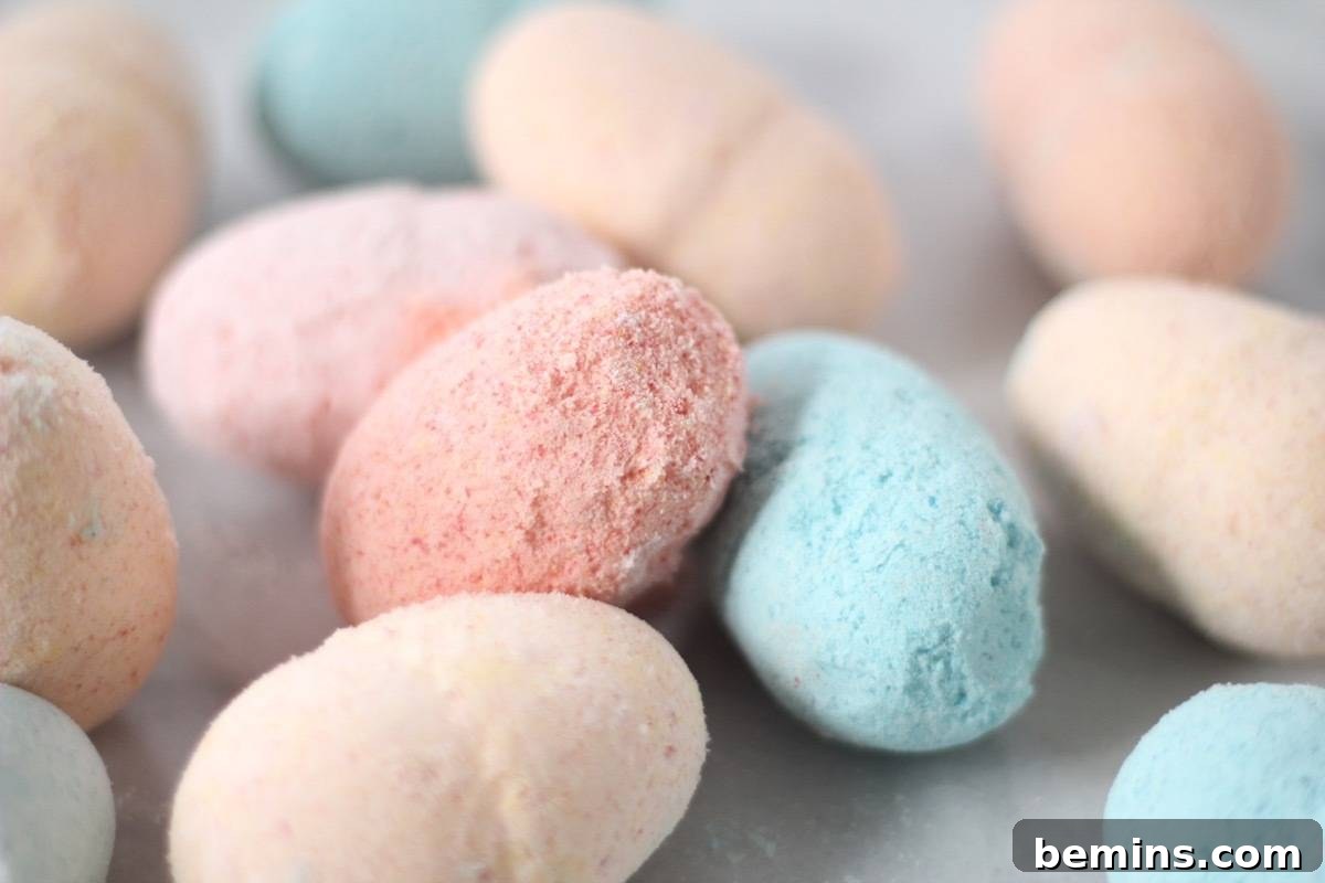 Make bath bombs using plastic eggs as molds.