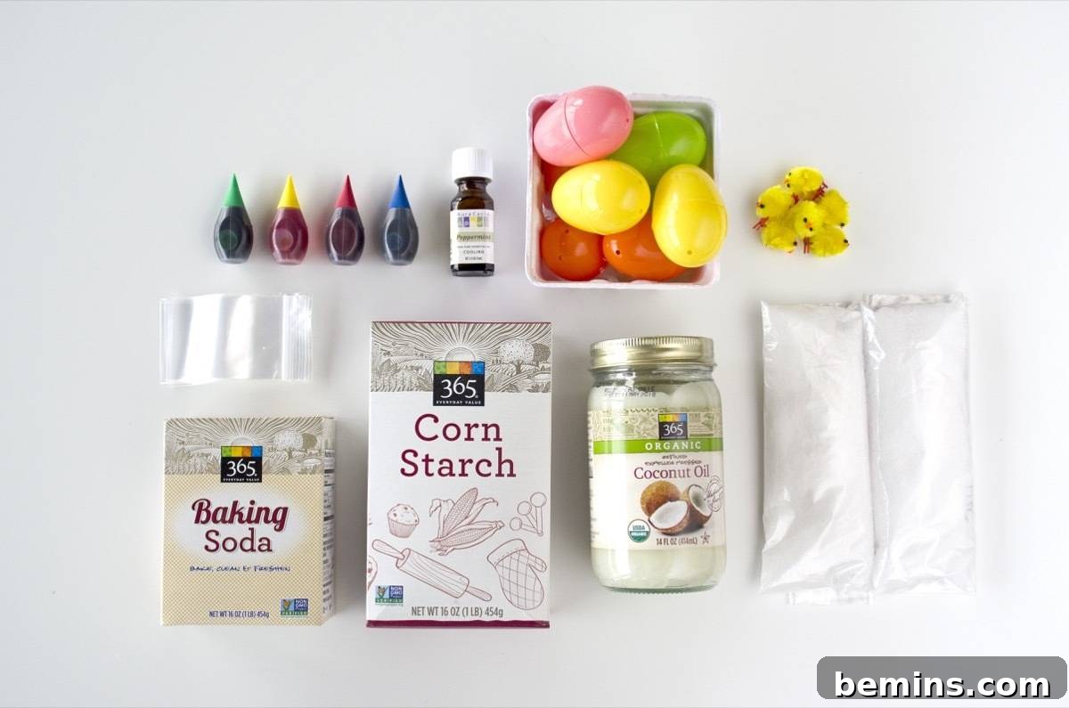 What you need to make Easter egg surprise bath bombs