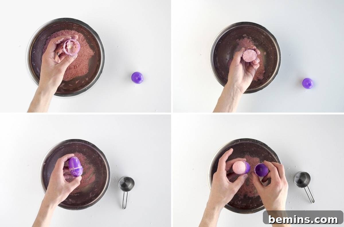 How to make bath bombs at home using a plastic Easter egg as a mold.