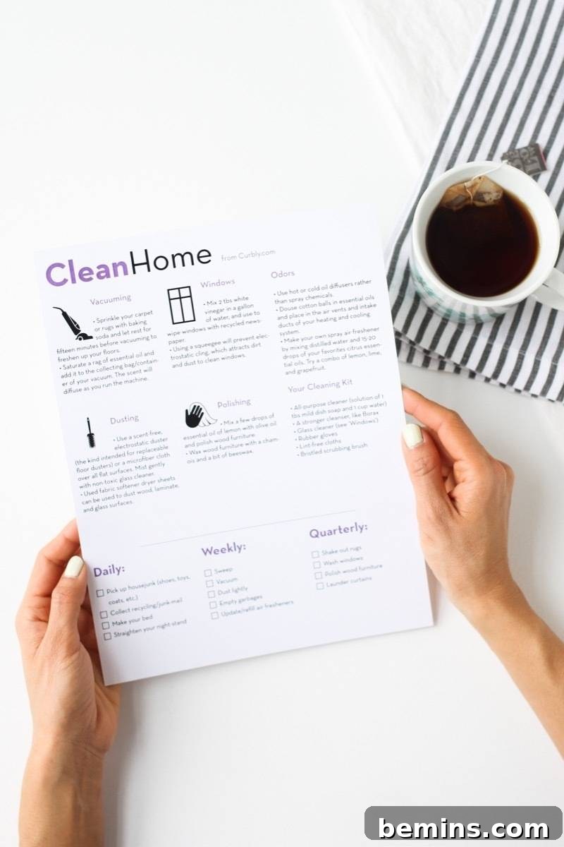 Home cleaning cheat sheet