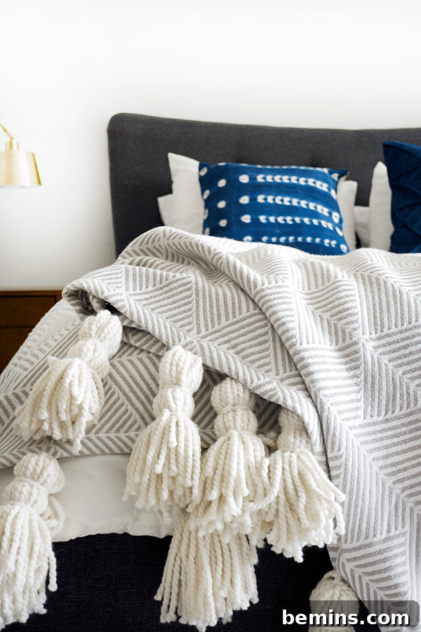 DIY Giant Tassel Throw Blanket Decoration Idea