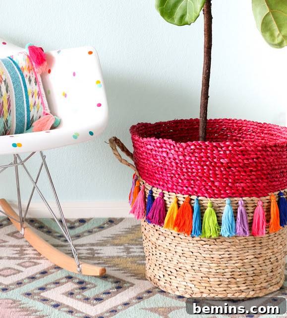 Tassel Basket Planter DIY Idea